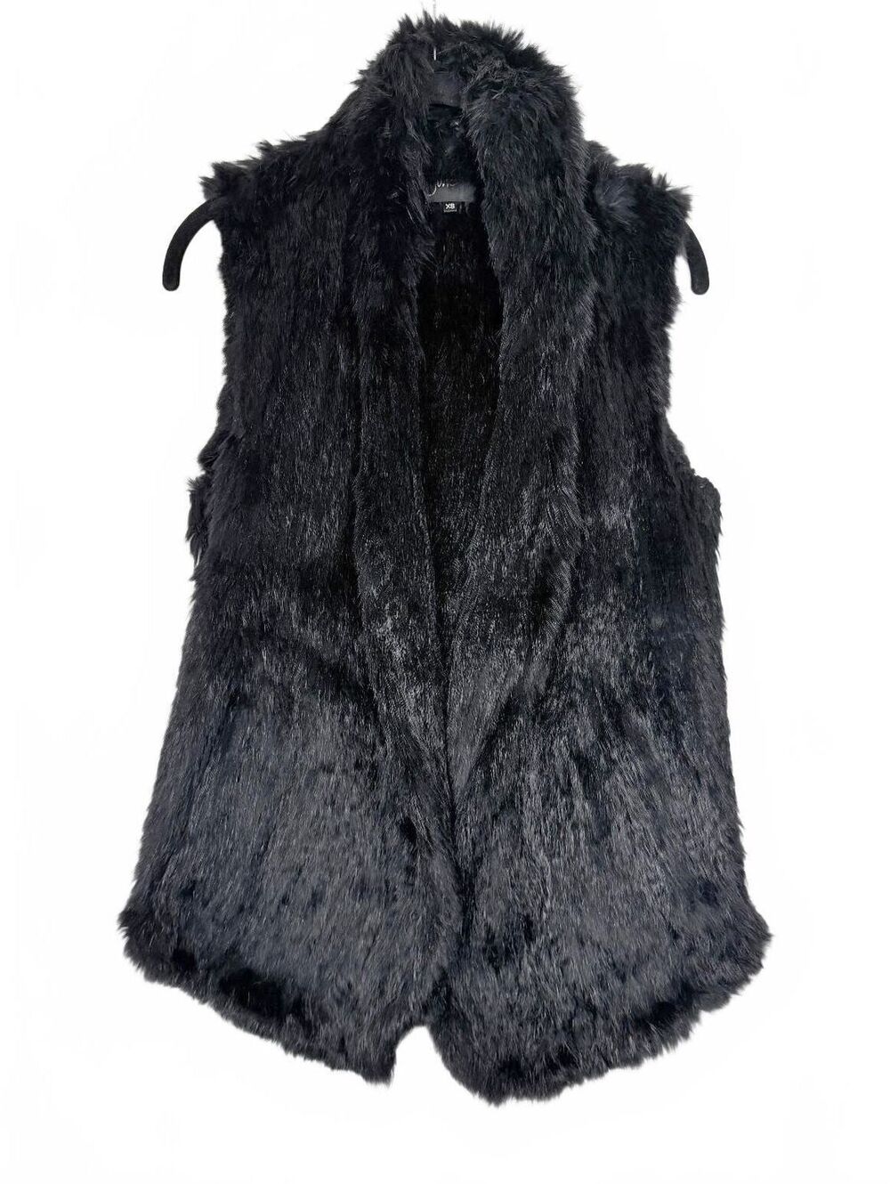 June Luxe Rabbit Fur Vest Sleeveless Winter Gilet Jacket Deep Black XS